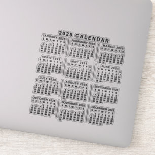 Sticker Calendrier mensuel 2025 Année Classic Noir