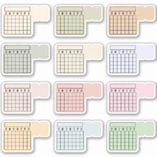 Sticker Calendrier mensuel à onglets indexables avec suivi