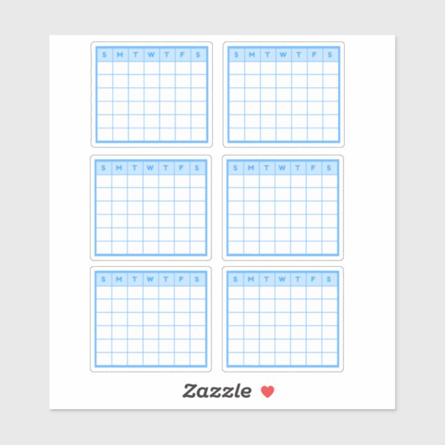 Sticker Calendrier mensuel bleu (Feuille)
