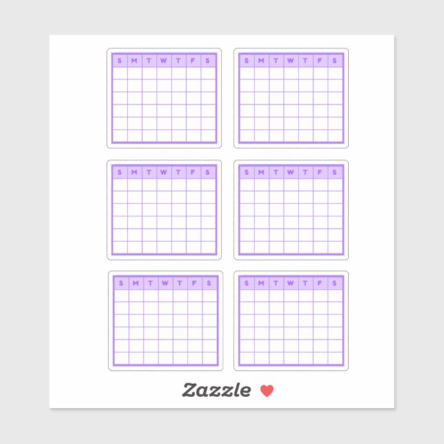 Sticker Calendrier mensuel pourpre (Feuille)