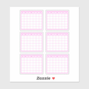 Sticker Calendrier mensuel rose