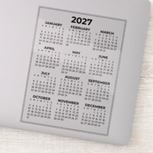Sticker Calendrier Mini Simple Année Complète 2027
