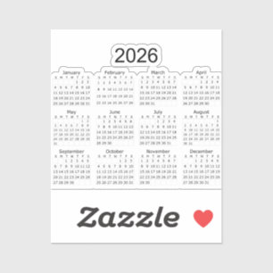 Sticker Calendrier minimaliste simple 2026