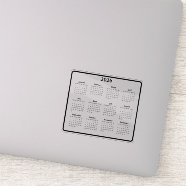 Sticker Calendrier noir et blanc 2026 (Détail)