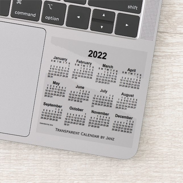 Sticker Calendrier transparent 2022 par Janz (Détail)