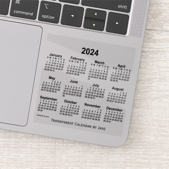 Sticker Calendrier transparent 2024 par Janz (Détail)