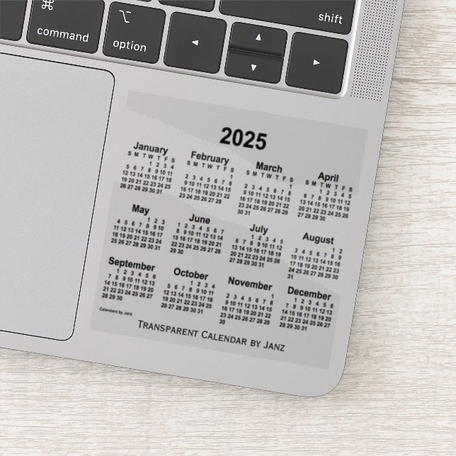 Sticker Calendrier transparent 2025 par Janz (Détail)