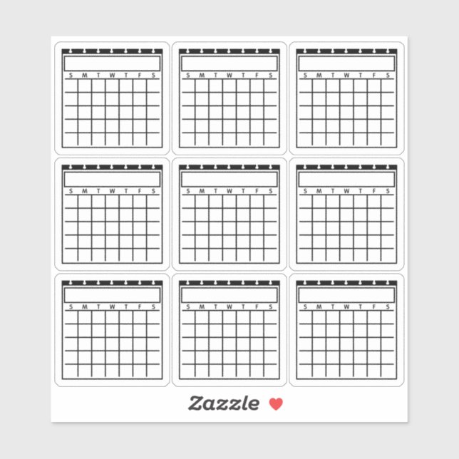 Sticker Calendriers Planificateurs Vierges Non Datés (Feuille)