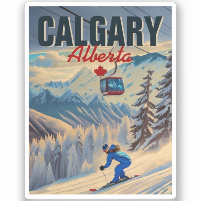 Sticker Calgary Alberta Canada Souvenirs de ski 1950 (Recto)