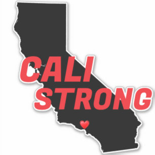 Sticker CALI STRONG Red Blk CA Solid Heart