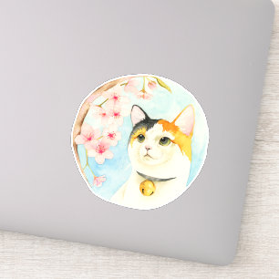 Sticker Calico Cat Sakura Cerise Blossom