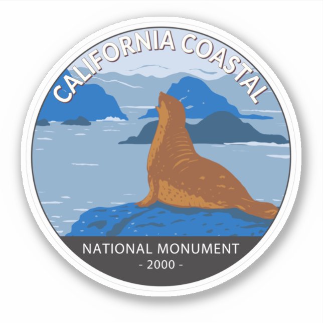 Sticker California Coastal National Monument Circle Retro (Devant)