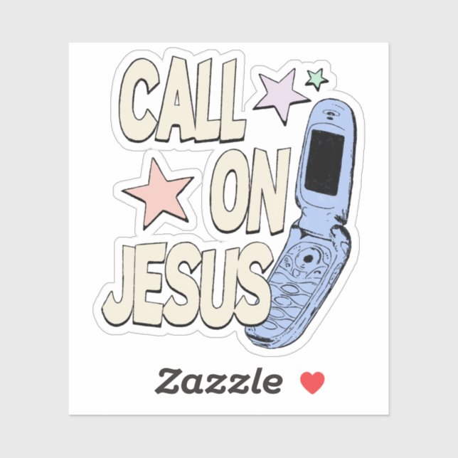 Sticker Call on Jesus – Retro Faith Design (Feuille)