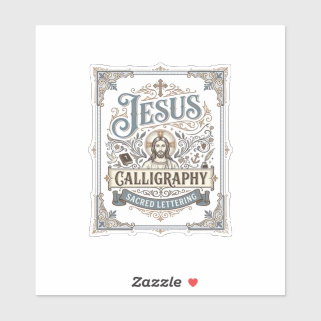 Sticker Calligraphie de Jésus Lettrage sacré Calligraphie  (Feuille)