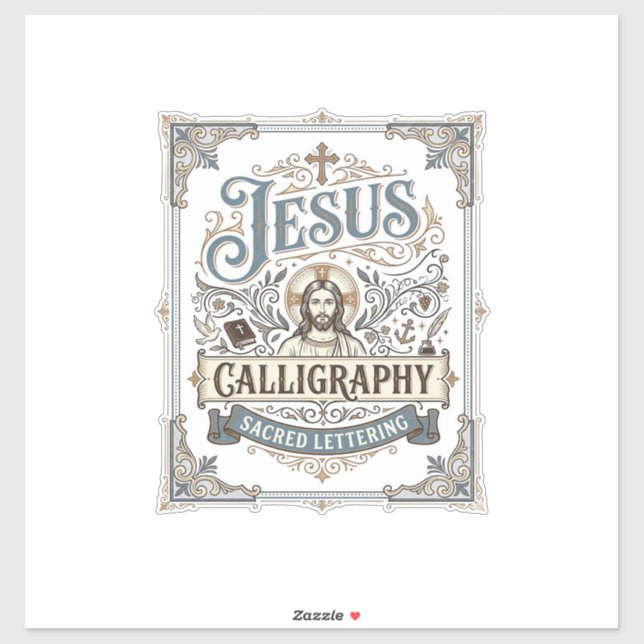 Sticker Calligraphie de Jésus Lettrage sacré Calligraphie  (Feuille)