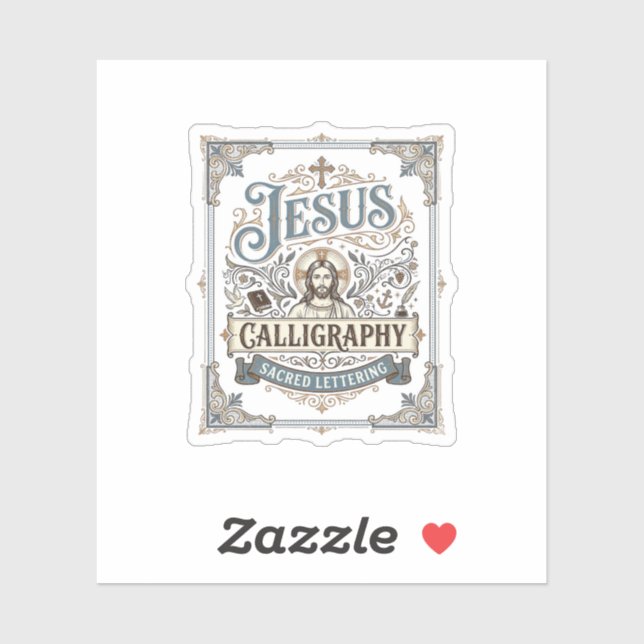 Sticker Calligraphie de Jésus Lettrage sacré Calligraphie  (Feuille)