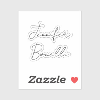 Sticker Calligraphie Elégant Noir Blanc Plaine Nom simple