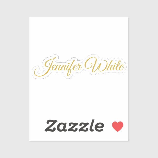 Sticker Calligraphie Élégant Or & Blanc Nom Rétro Gras (Feuille)