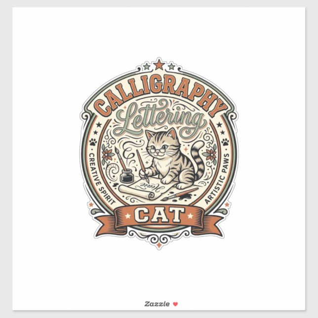 Sticker Calligraphie Lettre Chaton Calligraphie Lettre Ca (Feuille)