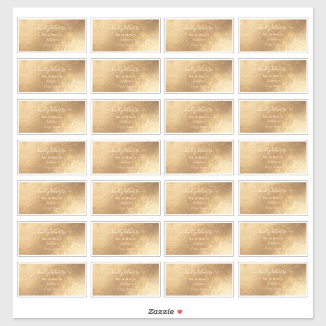 Sticker Calligraphie Manuscrite Fait-main Adresse des Invi (Feuille)