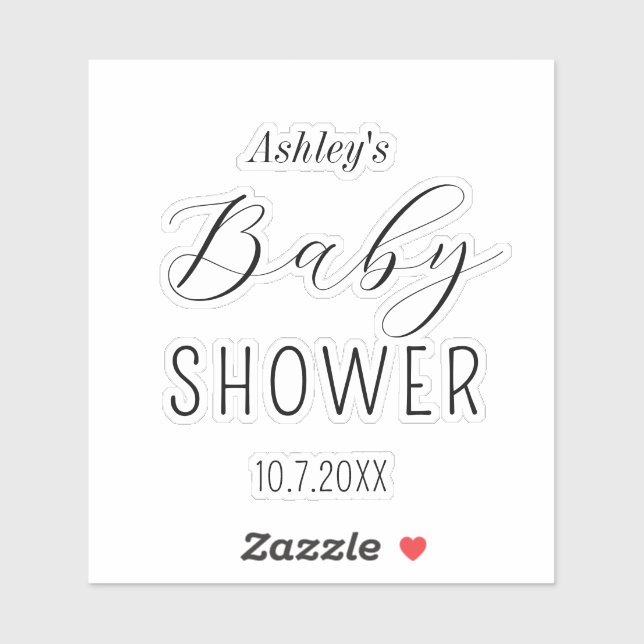 Sticker Calligraphie minimaliste baby shower (Feuille)
