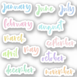 Sticker Calligraphie Script Couleurs claires Mois de l'ann
