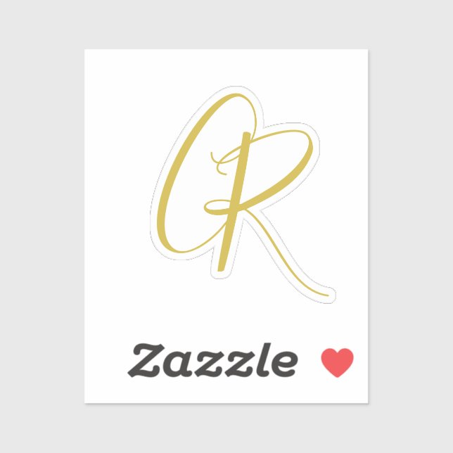 Sticker Calligraphy Gold Color Monogram Modern Minimalist  (Feuille)