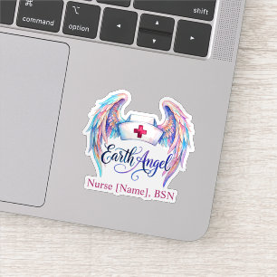 Sticker Calot d'infirmière à l'aquarelle avec ailes "Ange 