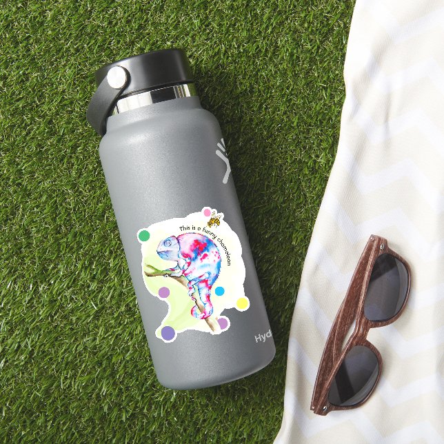 Sticker Caméléon d'aquarelle et abeille colorés. (HydroFlask Insitu)