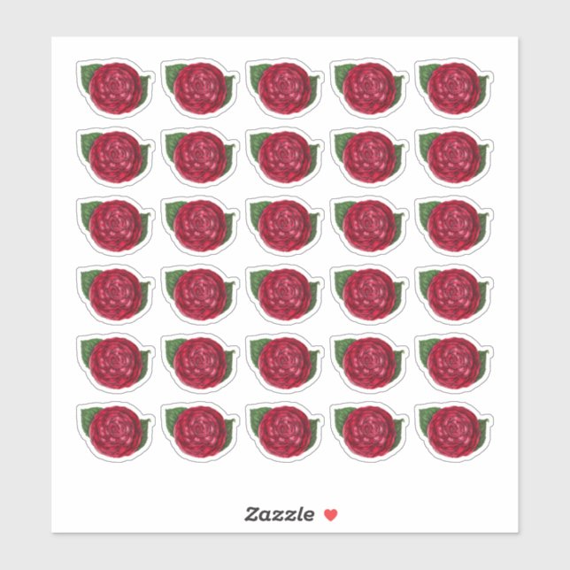 Sticker Camellia rouge (Feuille)
