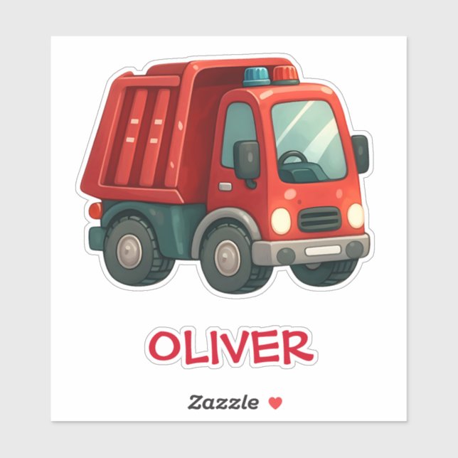 Sticker Camion à benne rouge mignon (Feuille)