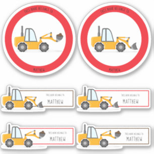 Sticker Camion de construction Ce livre appartient à