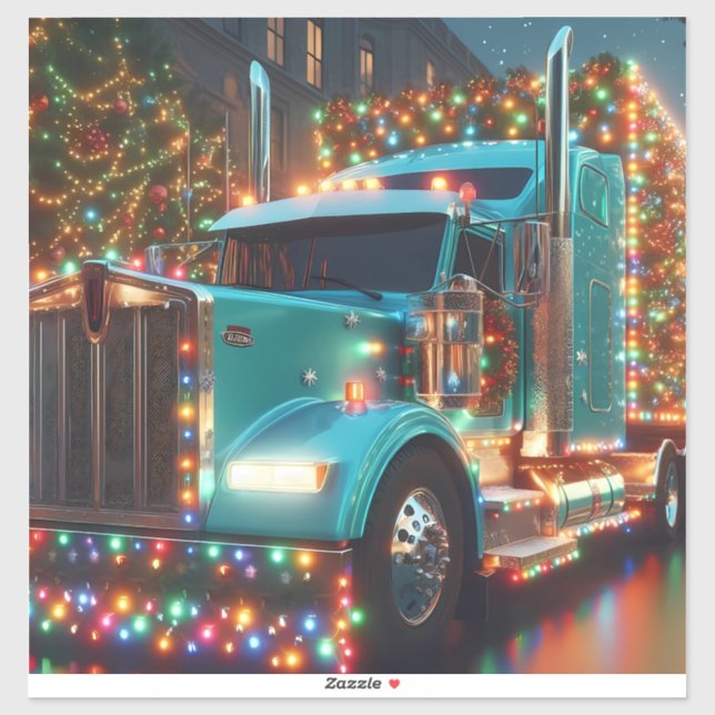 Sticker Camion de Noël avec lumières (Feuille)
