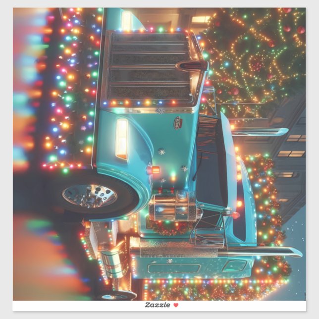 Sticker Camion de Noël avec lumières (Feuille)