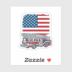 Sticker Camion de pompiers patriotique drapeau américain v