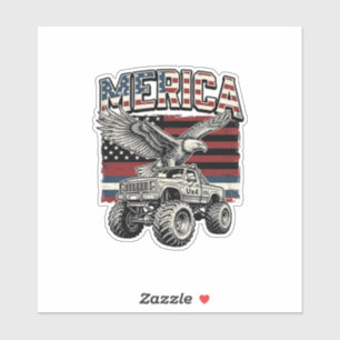 Sticker Camion Monstre Aigle Américain Vintage Patriotique