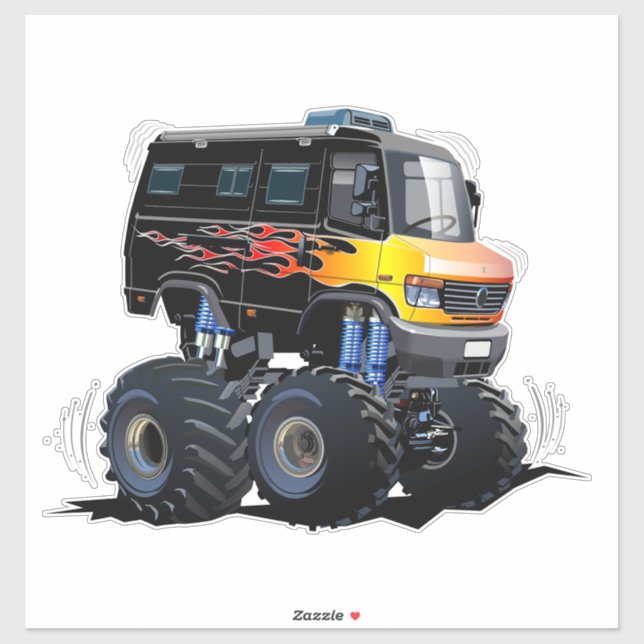 Sticker Camion monstre de dessin animé (Feuille)