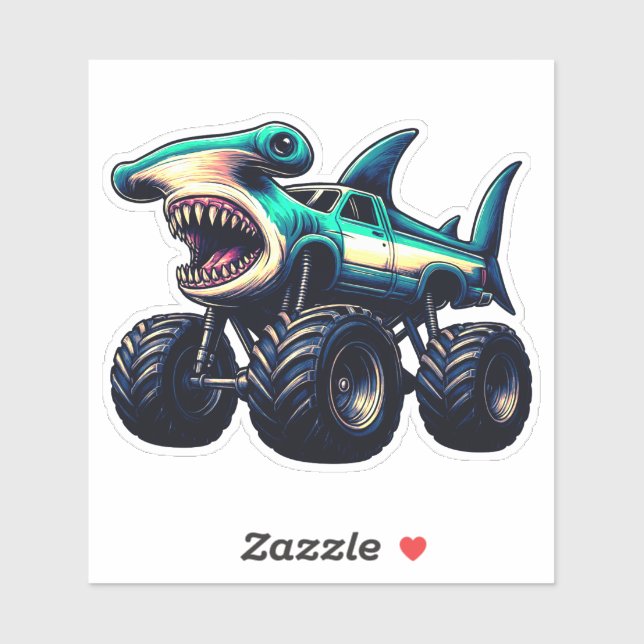 Sticker Camion Monstre Requin Marteau  (Feuille)
