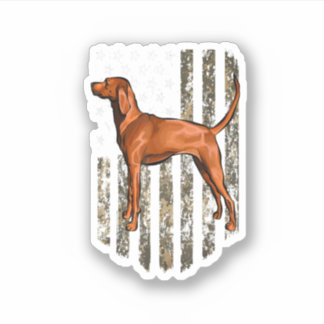 Sticker Camo American Drapeau Redbone Coonhound 4 juillet 