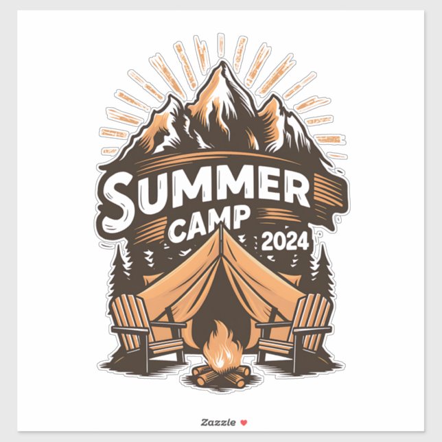 Sticker Camp d'été 2024 Vacances de camping d'été Correspo (Feuille)