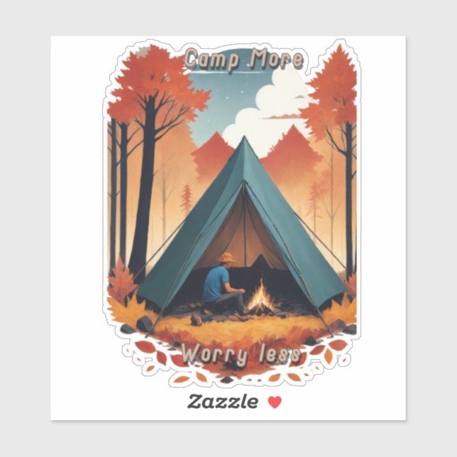 Sticker Camp Plus, S'Inquiéter Moins (Feuille)