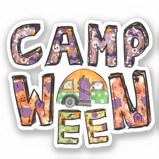 Sticker Camp Ween Halloween Conception du camping (Recto)
