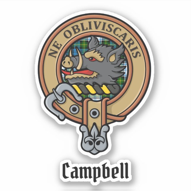 Sticker Campbell Crest au-dessus de Tartan (Devant)