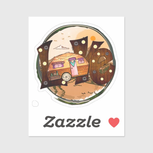 Sticker Camper Love - Voyage Vacances Road Trip (Feuille)