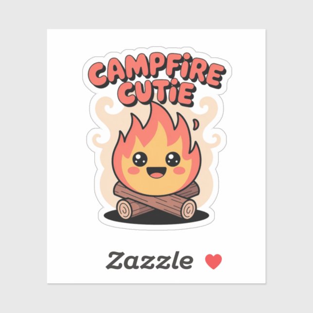 Sticker Camping Cutie - Kawaii Camping Flame Character (Feuille)
