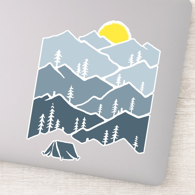 Sticker Camping en tente de montagne sauvage (Détail)