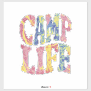 Sticker Camping Filles d'été Camp Life Tie-Die Rétro