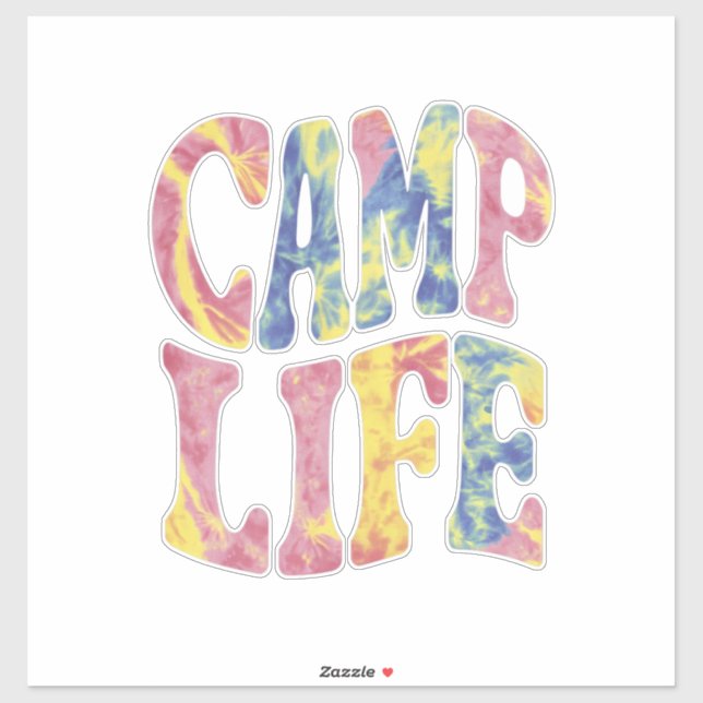 Sticker Camping Filles d'été Camp Life Tie-Die Rétro  (Feuille)