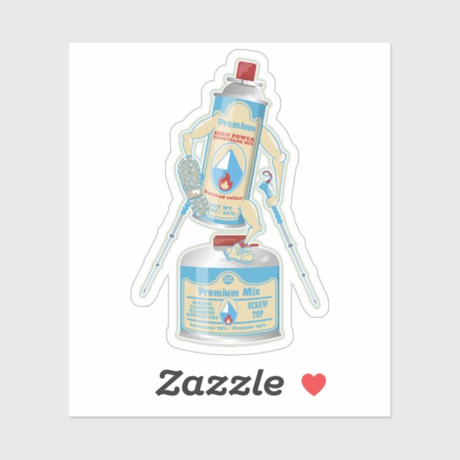 Sticker Camping gaz caniseurs drôle randonnée (Feuille)