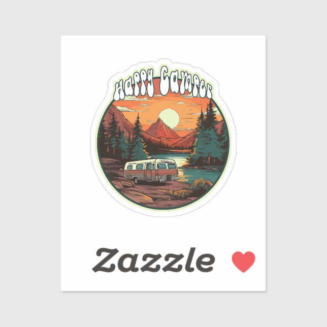 Sticker Camping heureux (Feuille)